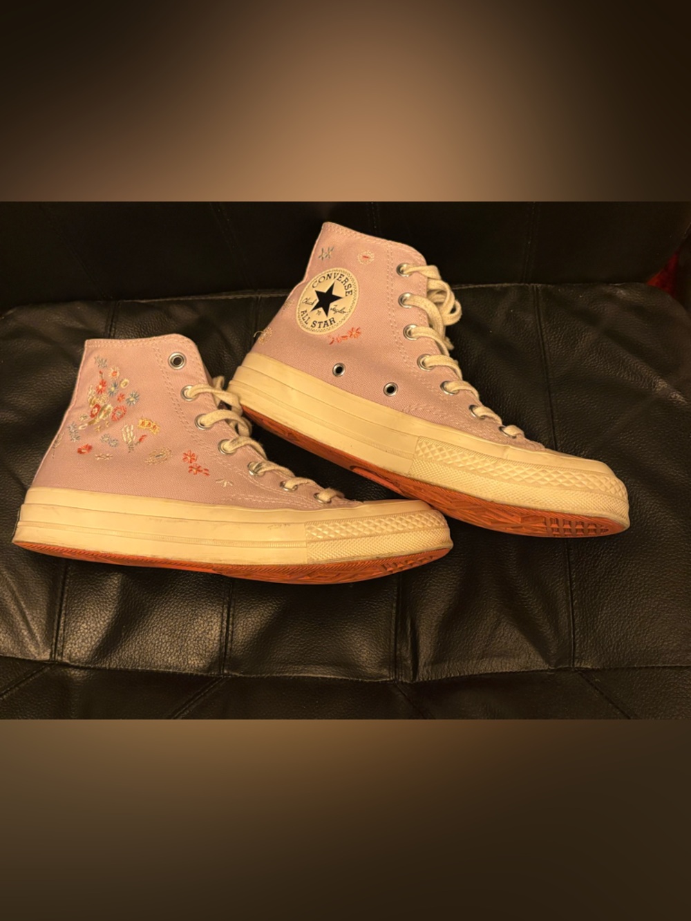 Converse Chuck Taylor All Star High Tops- Pale Purple & Floral Embroidery